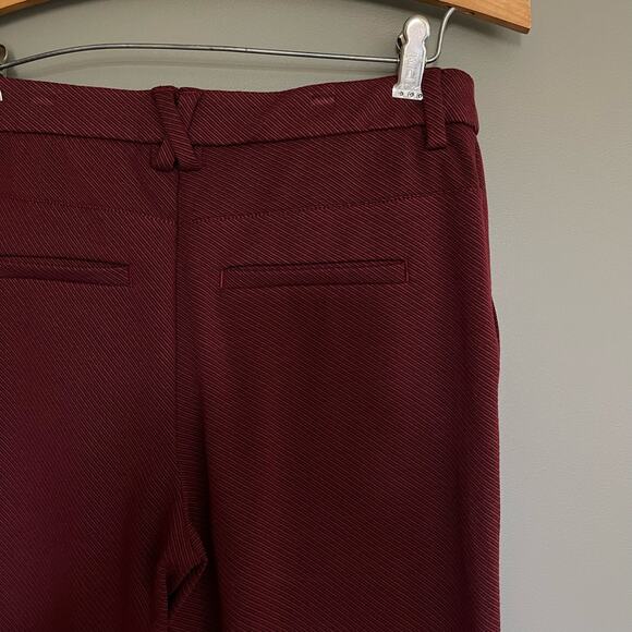 Anthropologie The Essential‎ Twill Trousers Burgundy Red Purple Size 4 Flare Leg - Picture 12 of 16